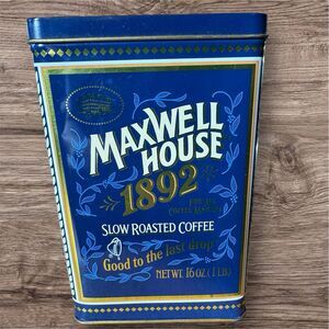 Maxwell House 1892 100 Year Anniversary Tin Can Storage Slow Roast Coffee VTG